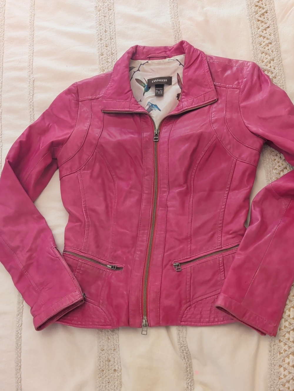 Danier Hot Pink Genuine Leather Zip-Up Jacket